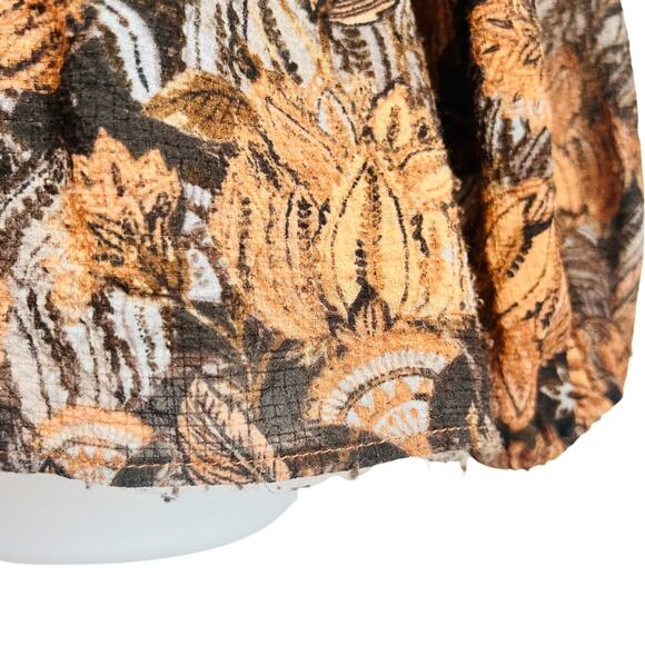 Jane and Delancey Orange Black Brown Peasant Ruffle Blouse Size L Boho Tassels - Picture 5 of 12